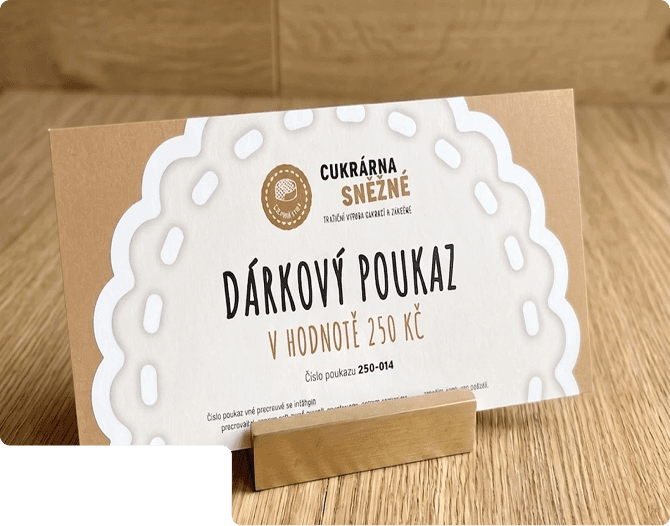 Dárkový poukaz Cukrárny Sněžné
